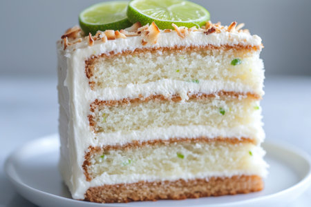 Delicious coconut lime cake with creamy frostingの素材