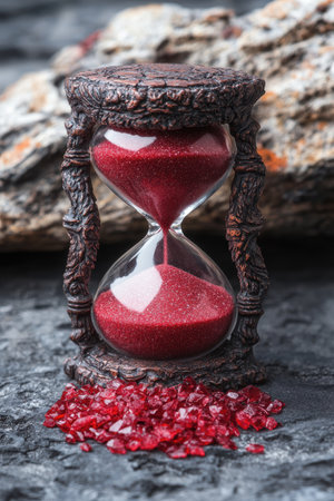Hourglass with red sand and crystalsの素材