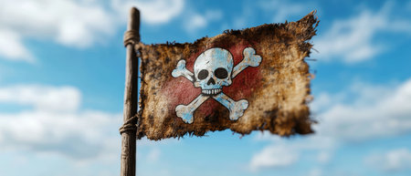Pirate flag with skull and crossbonesの素材