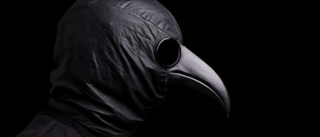 Mysterious figure in dark hooded cloakの素材