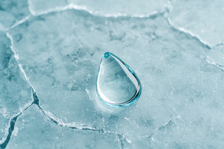 Frozen water droplet on icy surfaceの素材