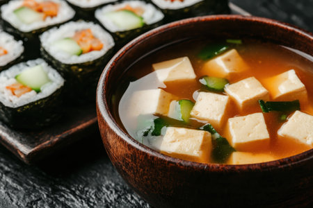 Delicious miso soup with tofu and vegetablesの素材