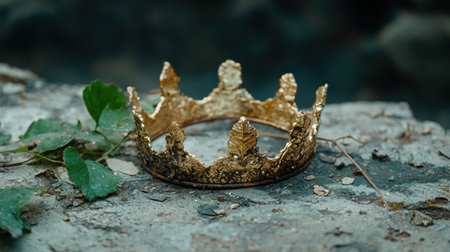 golden crown on stone groundの素材