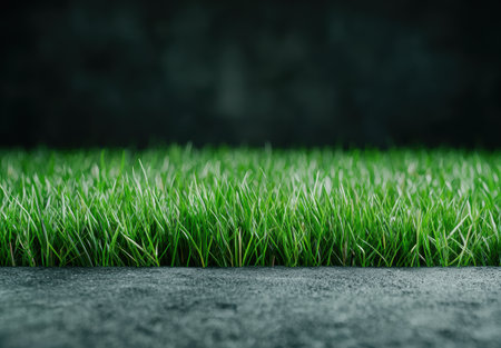 lush green grass field with dark backgroundの素材