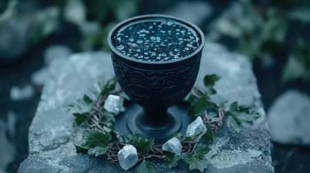 Mystical winter drink in ornate cupの素材
