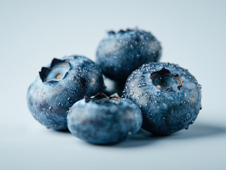 Juicy blueberries with water dropletsの素材