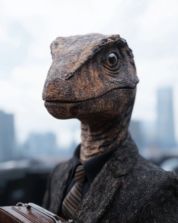 Reptilian businessman with briefcaseの素材
