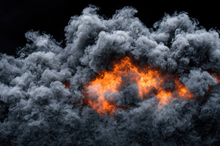 Dramatic explosion with billowing smokeの素材