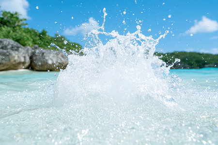 Refreshing splash of crystal clear ocean waterの素材