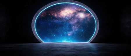 Glowing cosmic portal in the night skyの素材