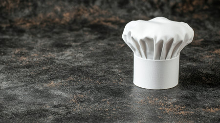 white chef's hat on a dark surfaceの素材