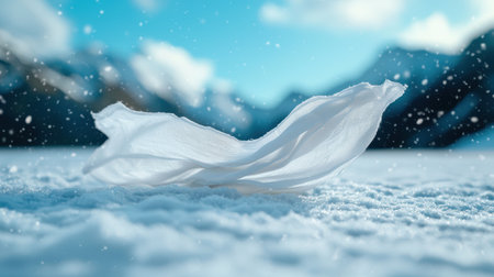 Ethereal winter landscape with floating fabricの素材