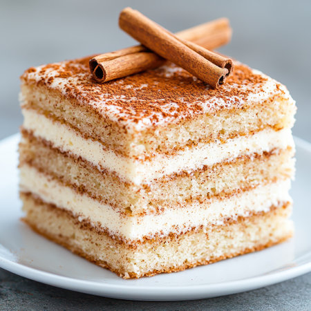 Delicious layered cake with cinnamon sticksの素材