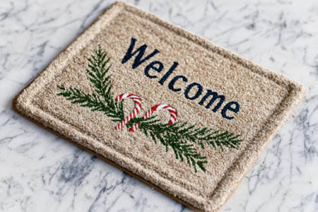 Welcome mat with holiday decorの素材