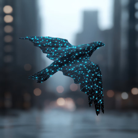 Glowing abstract bird silhouetteの素材