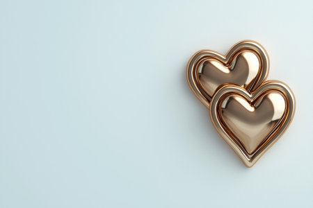 Shiny golden hearts on a soft blue backgroundの素材