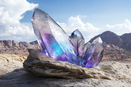 Vibrant crystal formations in the desertの素材