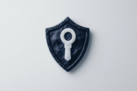security shield with key iconの素材
