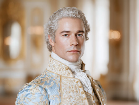 Portrait of a gentleman in ornate historical attireの素材