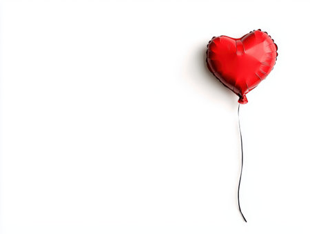 red heart-shaped balloon on white backgroundの素材