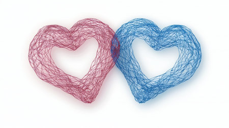 Interconnected hearts symbolizing love and connectionの素材