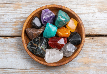 Assortment of colorful natural gemstonesの素材
