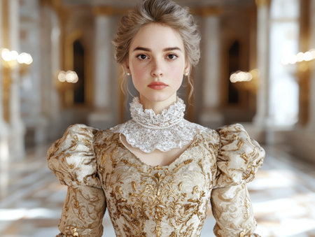 elegant woman in historical dressの素材