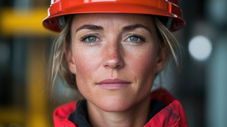 Determined construction worker with protective gearの素材