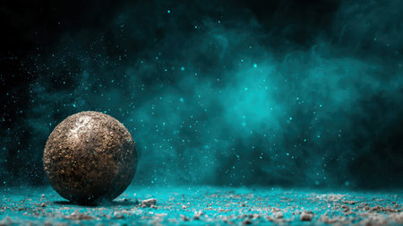 Glowing cosmic sphere in dreamy space landscapeの素材