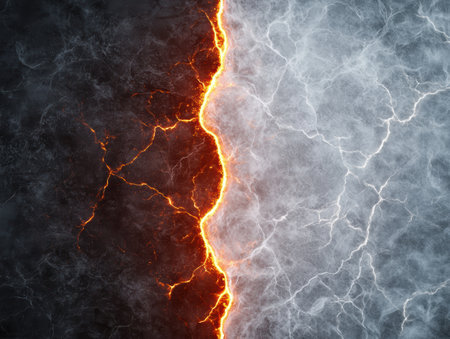 Fiery and icy contrast in abstract backgroundの素材