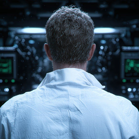 man in white shirt sitting in cockpitの素材