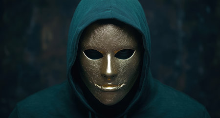 mysterious hooded figure in the darkの素材