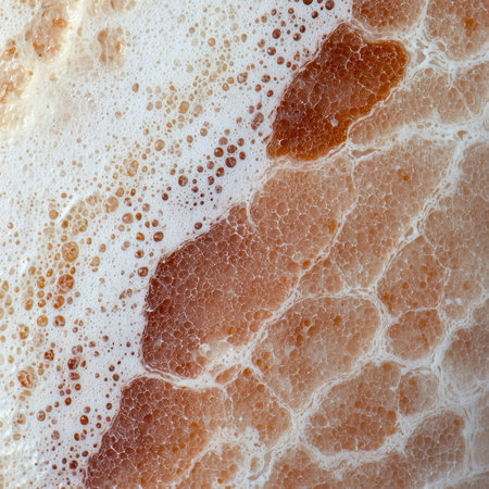 Close-up of bubbly honey comb textureの素材