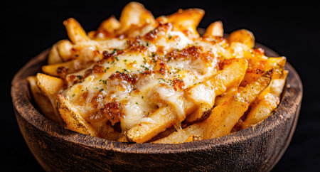 Delicious cheesy baked potato fries with toppingsの素材