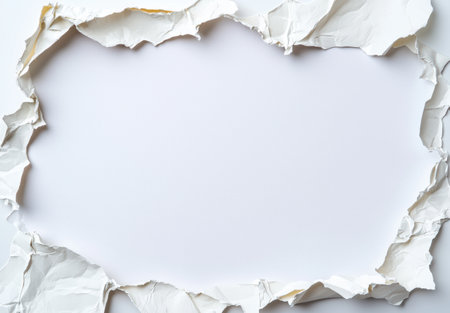 torn paper frame on white backgroundの素材