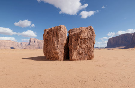 Dramatic desert landscape with towering rock formationsの素材