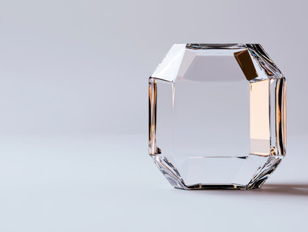 Geometric glass vase on a plain backgroundの素材