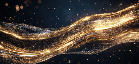 Sparkling golden waves of lightの素材