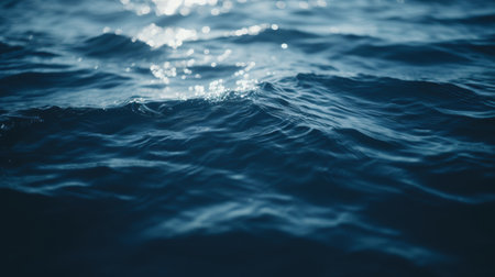 Serene ocean waves with shimmering reflectionsの素材
