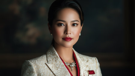 elegant asian woman in formal attireの素材