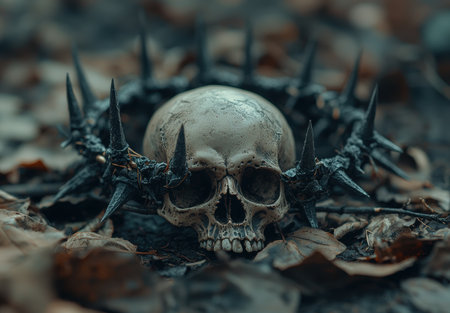 Spooky skull in the forestの素材