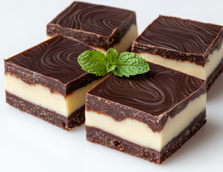 Delicious chocolate and cream dessert squaresの素材