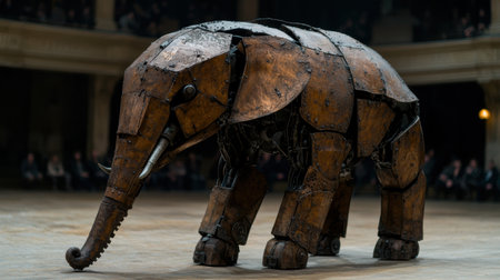 Rusty mechanical elephant sculptureの素材