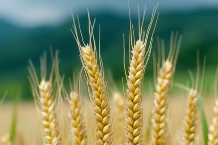 Ripe wheat stalks in a fieldの素材