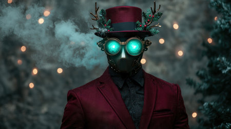 Steampunk Christmas character in the snowの素材