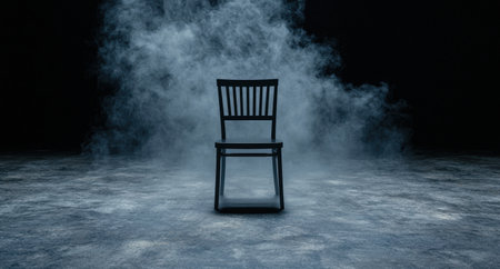 Mysterious chair in smoky atmosphereの素材