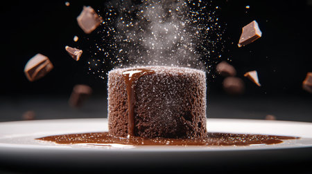 Decadent chocolate cake with caramel drizzleの素材