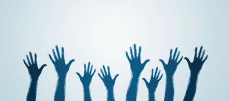 Raised hands reaching for help or supportの素材