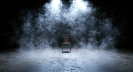 Mysterious chair in smoky atmosphereの素材