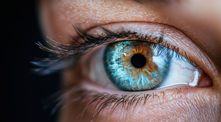 Macro shot of a human eye with colorful irisの素材